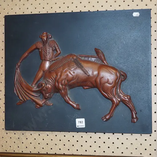 retro composite 3D art - matador and bull