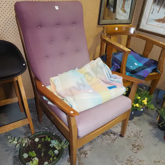 mid century deep buttoned armchair - fading