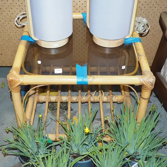 bamboo and glass top end table