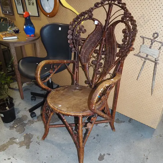 bamboo and woven high back armchair