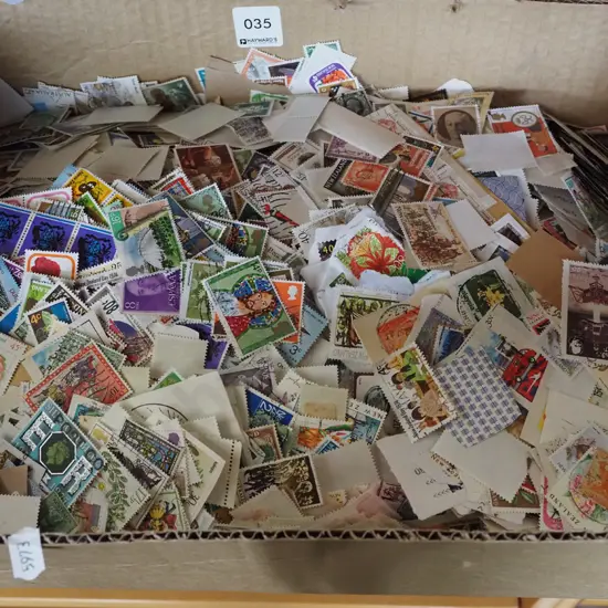 box of loose stamps