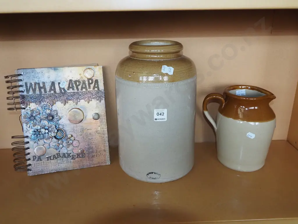 salt glazed jug, storage crock, scrapbook Image 1++