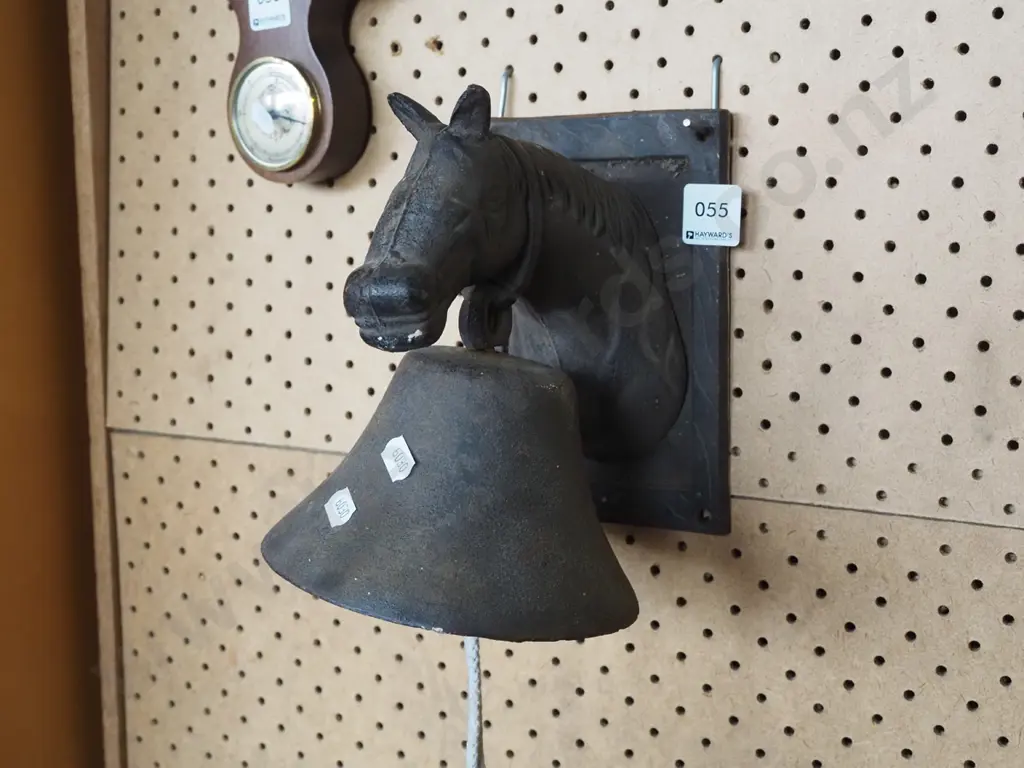 cast metal wall mounted horse figurine themed bell H260 Image 1++