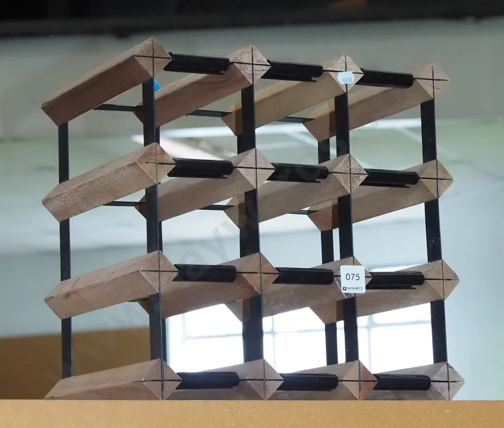 wood, metal and plastic wine rack Image 1++