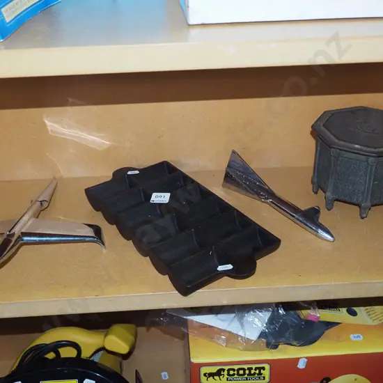 vintage tin, cast iron gem iron, chrome planes