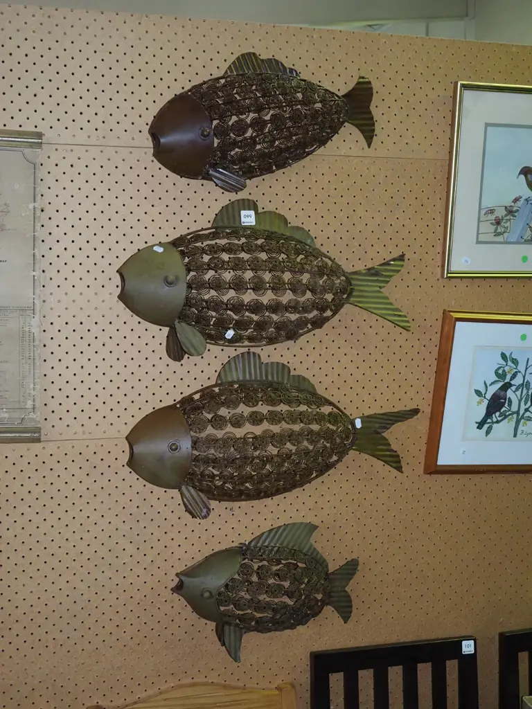 4x metal 3D wall art fish L550 Image 1++