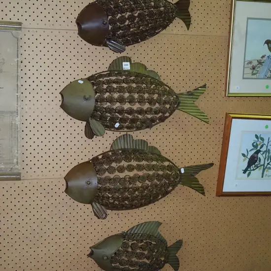 4x metal 3D wall art fish L550