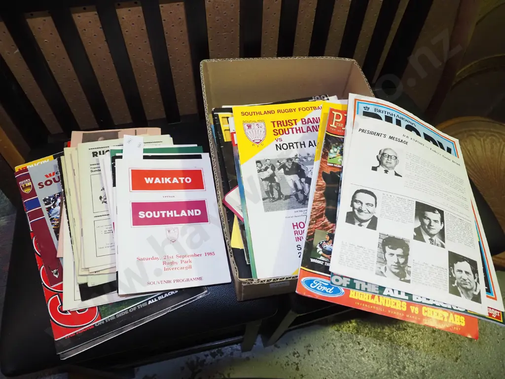 box of various rugby programmes Image 1++