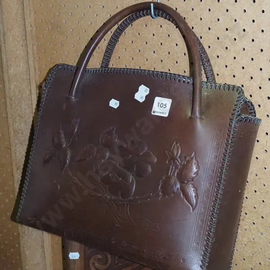 tooled leather hand bag