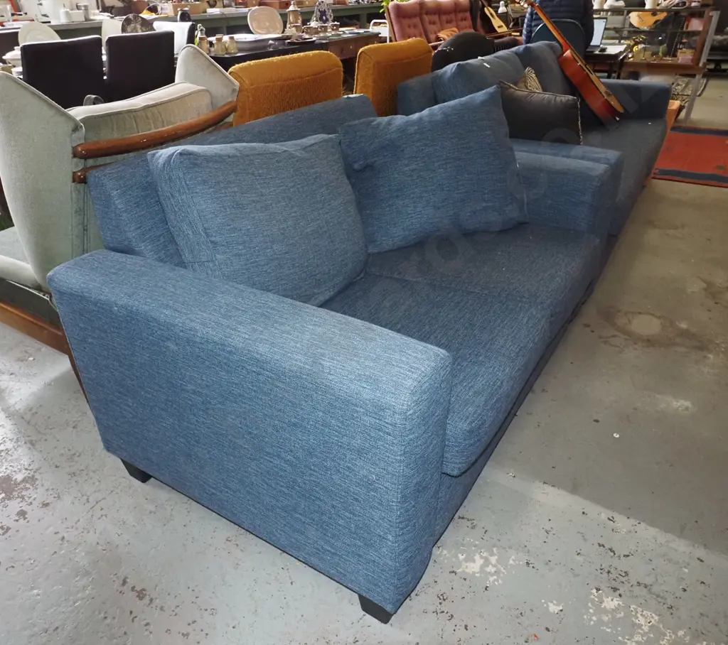 blue upholstered 2 piece lounge suite - 2 seater, 3 seater Image 1++