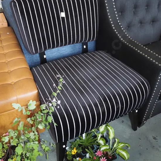 contemporary white and black striped reception/bedroom chair