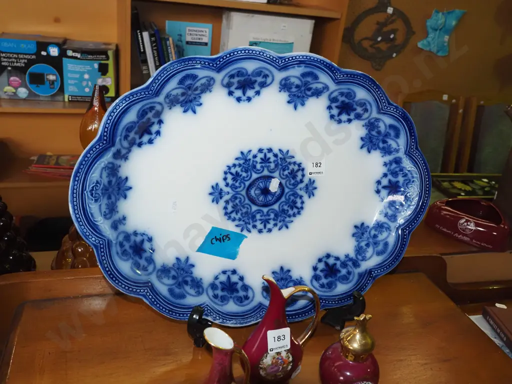 large flow blue ashet - chips Diam 460 Image 1++