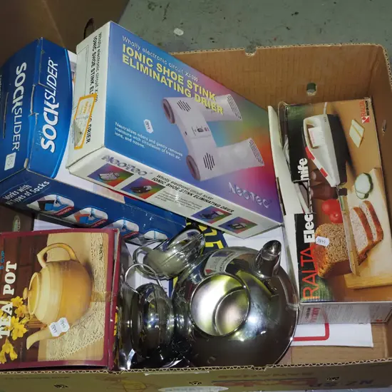 box; sock slider, shoe heater, electric knife etc