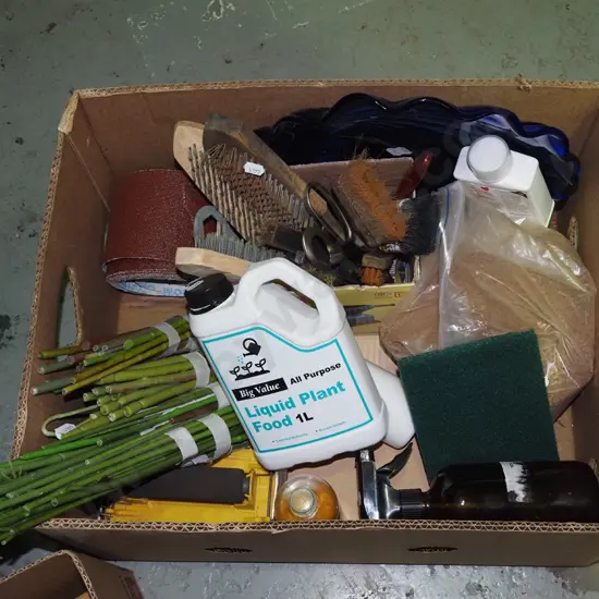 box; pva glue, fertiliser, brushes etc