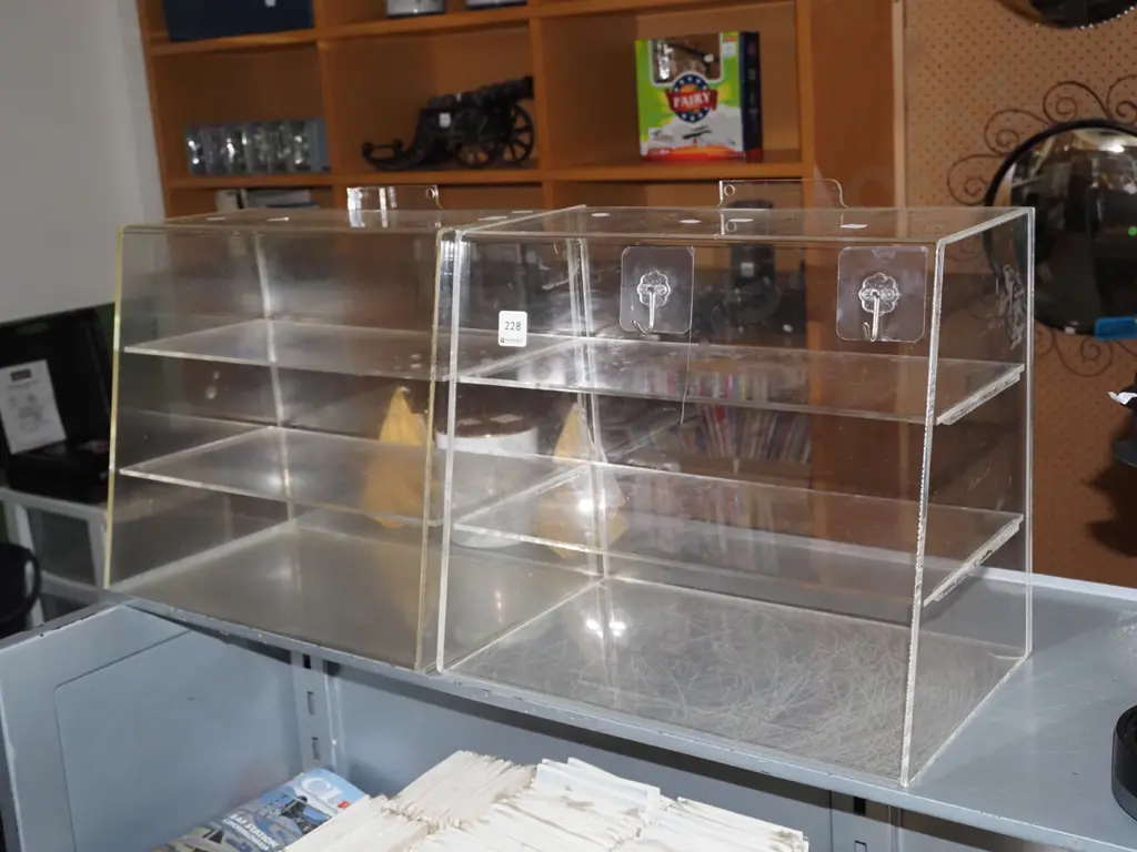 pair of perspex display shelves Each H330 W380 D225 Image 1++