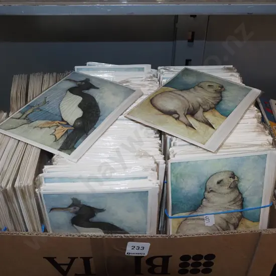 box of Stewart Island shag greeting cards, some seal cards