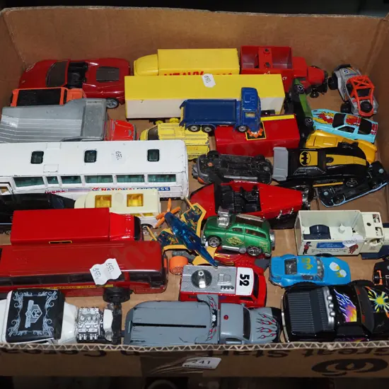 box of toy vehicles