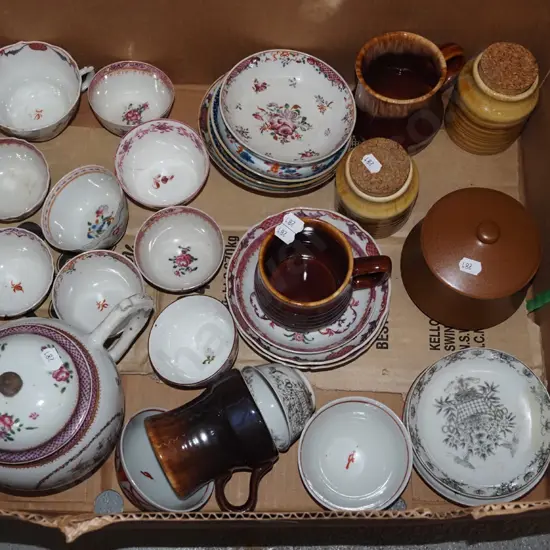 box; cups, bowls, canisters, tea pot