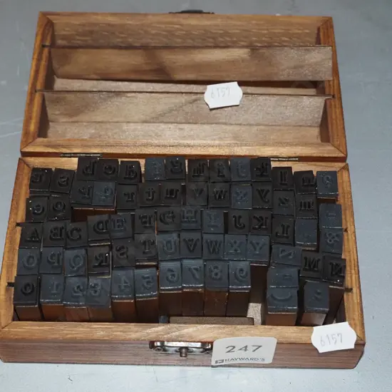 cased set of rubber alphabet stamps