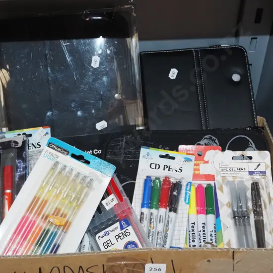 box; markers pens etc