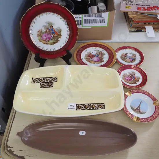 Limoges plates, ash tray, carlton plate etc