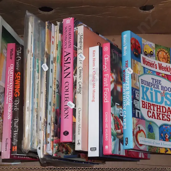 box; various books