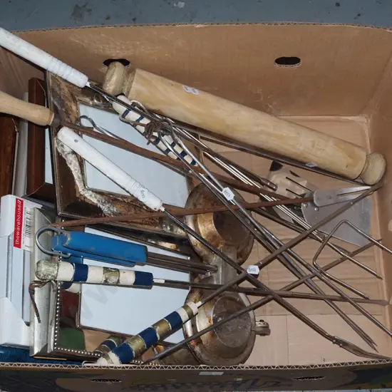 box; photo frames, rolling pins etc