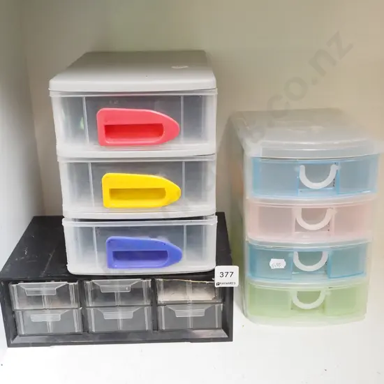 3x plastic hobby drawers Tallest H210