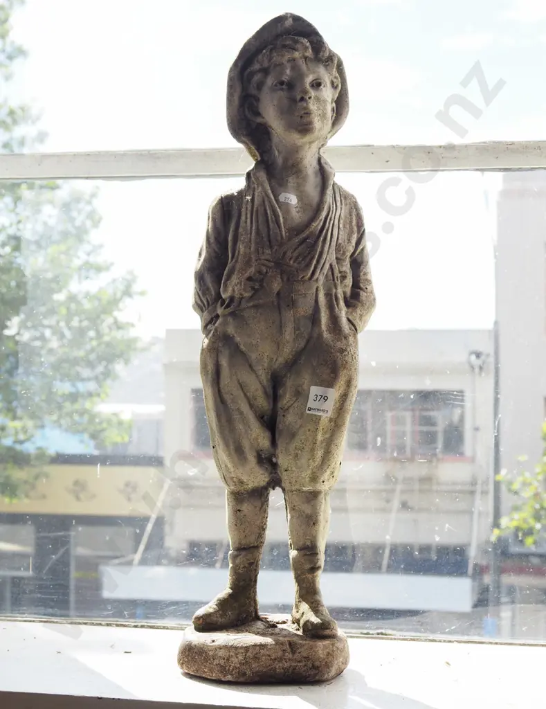 concrerete garden ornament - whistling boy H600 Image 1++