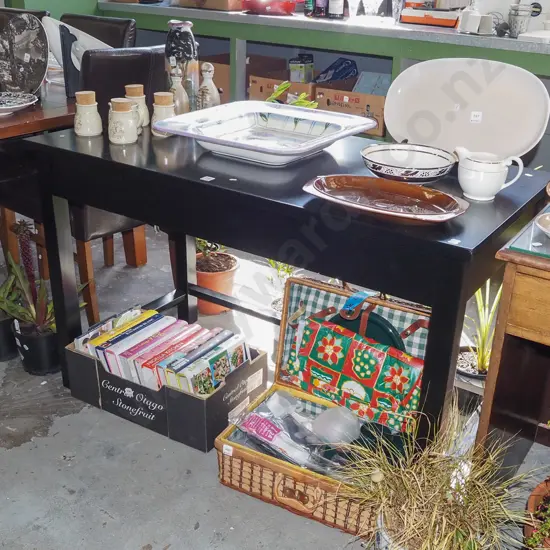 black melteca single drawer hall table 750 W1200 D600