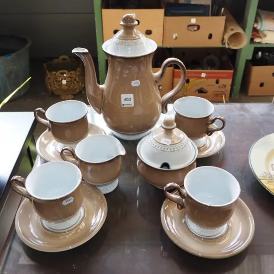 Denby brown and cream 11 piece coffee set
