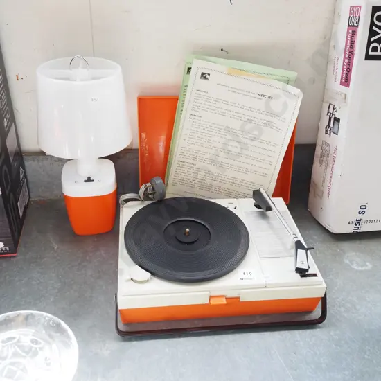 retro orange plastic Mercury radiogram As Is No Returns, battery powered camping lantern As Is No Returns