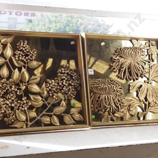 2x composite mirror back gilt framed floral gold mirrors Each H420 W420 -green dots