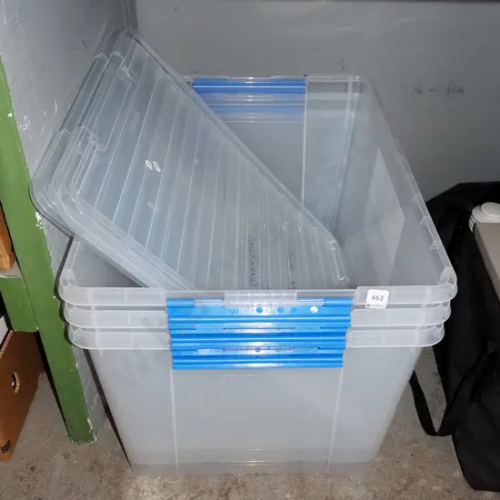 3x large lidded storage crates