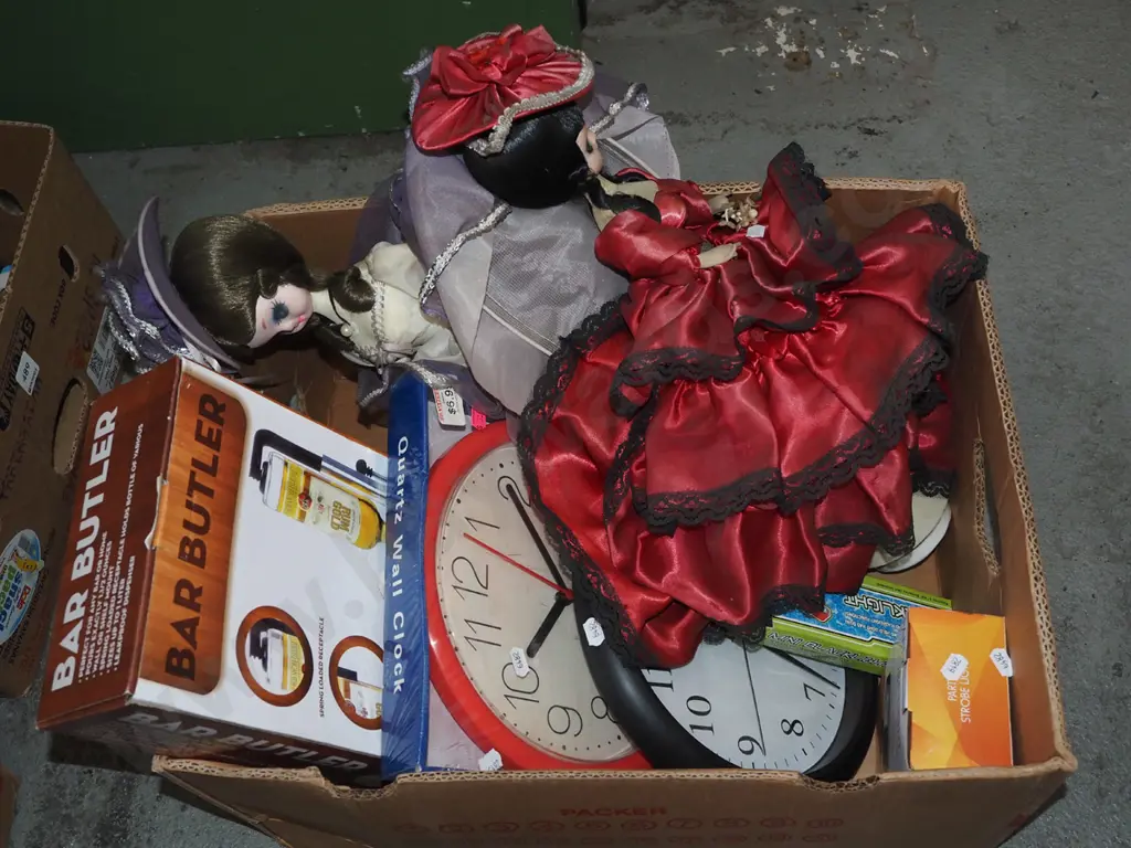 box; clocks, retro dolls, optics etc Image 1++