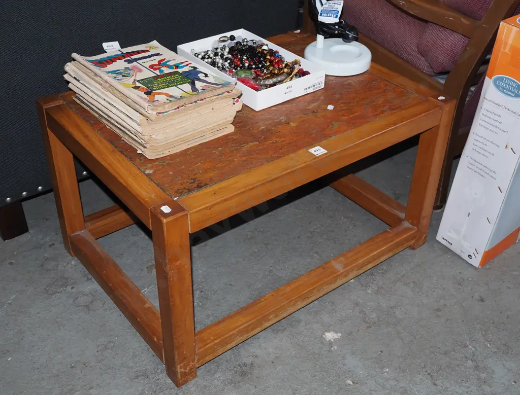 rimu and slate top end table Image 1++