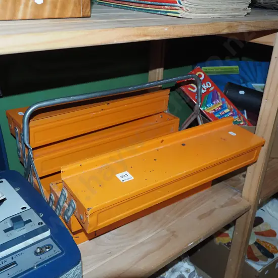 orange metal concertina tool box