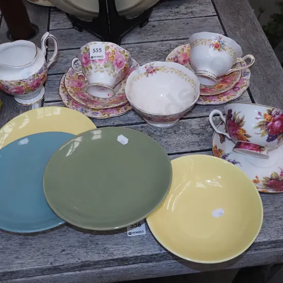 Royal Albert trios, Crown Lynn plates etc