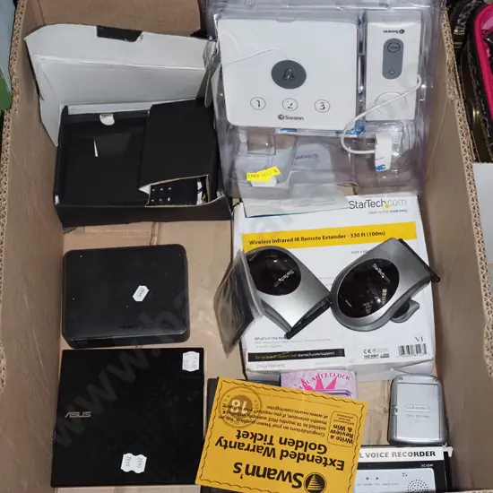 box; digital voice recorder, door bell, alarm clocks etc