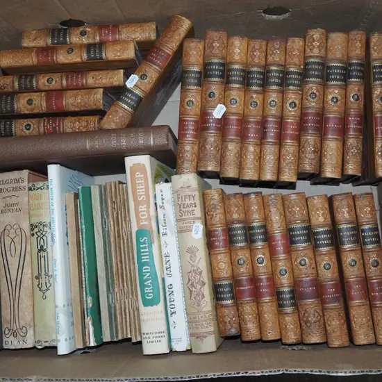 box; leather bound and other books