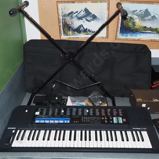 Casio Tonebank CT670 keyboard with stand and carry bag and 2 pedals