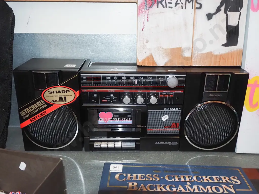 as new 1980s Sharp radio cassette player Image 1++
