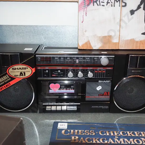 as new 1980s Sharp radio cassette player