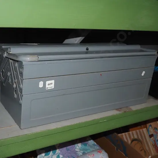 grey metal tool box