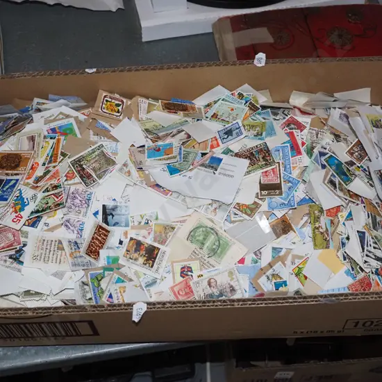 box of loose stamps