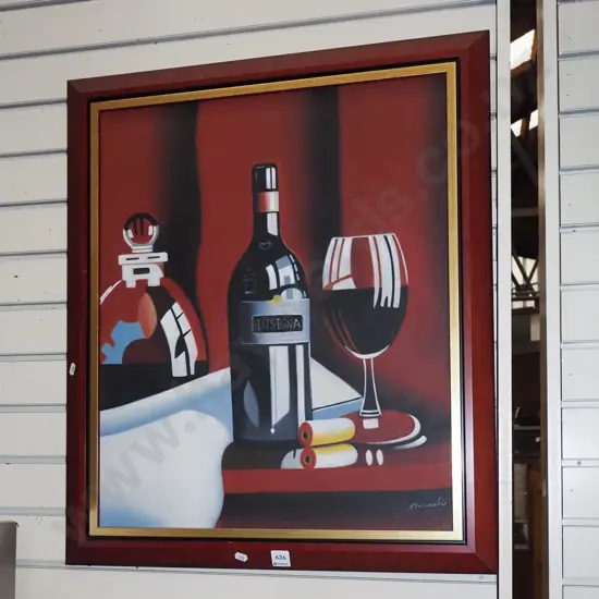 framed acrylic - still life wine