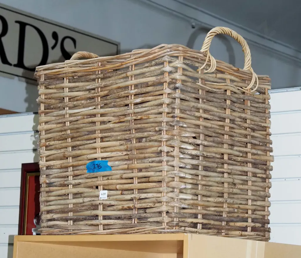 large square wood basket H540 W520 D520 Image 1++
