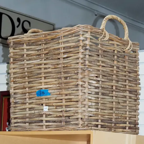 large square wood basket H540 W520 D520