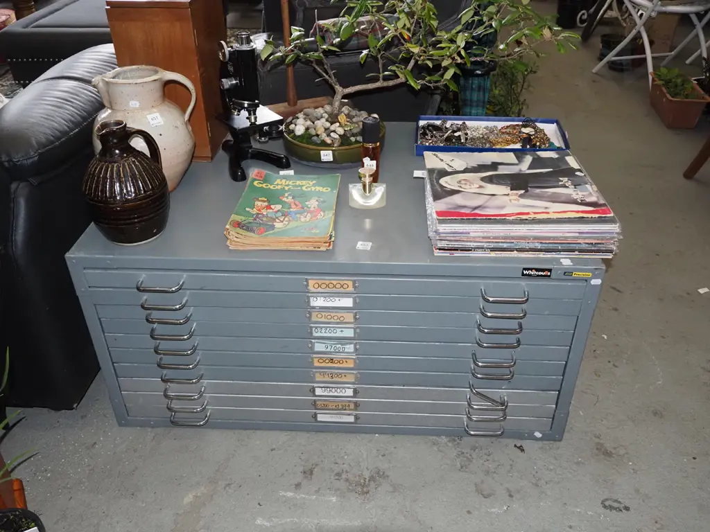 Precision shallow 10 drawer filing cabint H450 W960 D670 Image 1++