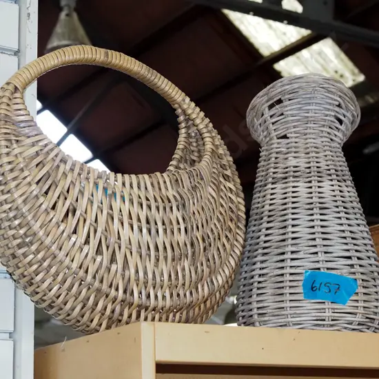 cane plastic basket, decorative cane jug H380